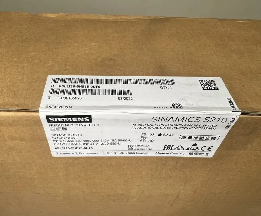 Сервопривод Siemens 6SL3210-5HE15-0UF0 SINAMICS S210 Servo Drive 5kW 200-480V 3P