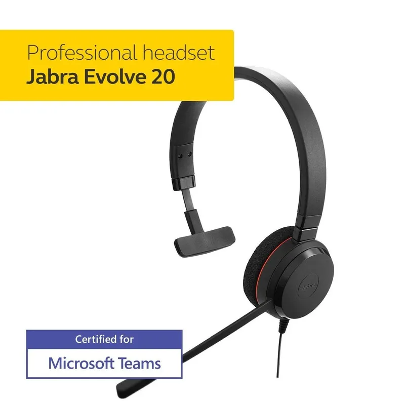 VoIP-шлюз Jabra Evolve 20 Mono UC Wired Headset, PN 4993-829-209 — фото лота 1