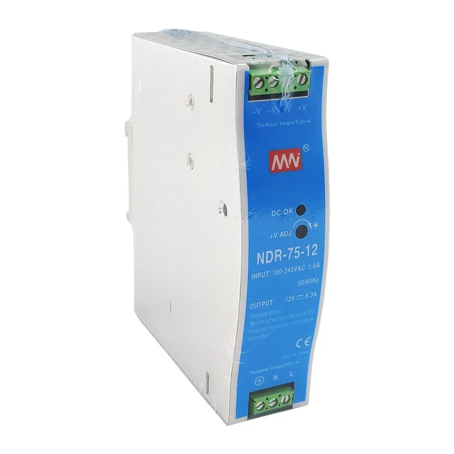 Блок питания 6.3Amp 75 Watt Industrial DIN Rail Power Supply ouput 12V NDR-75-12