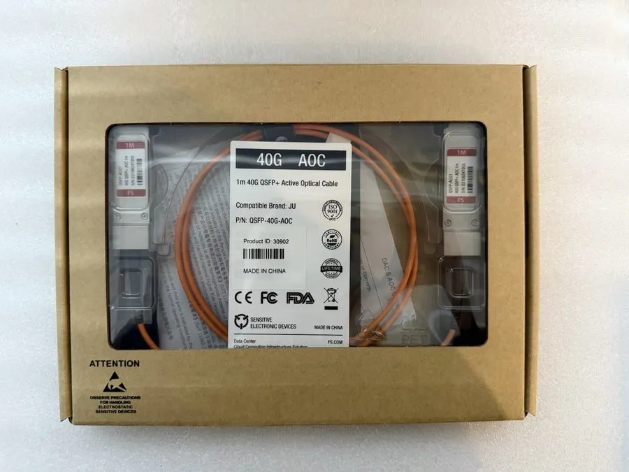 Кабель FS 1m 40G QSFP+ Active Optical Cable QSFP-40G-AOC — фото лота 1