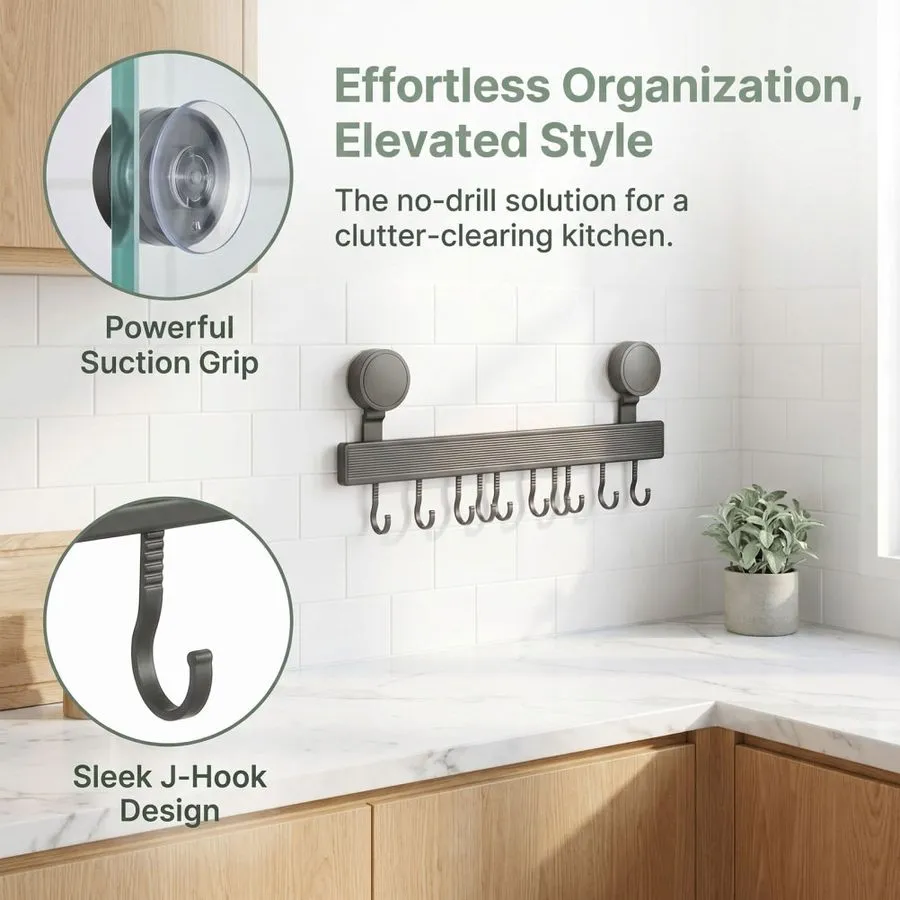 Вакуумная присоска 10-Hook Suction Cup Wall Mounted Coat Rack -No Drill Suction  — фото лота 2