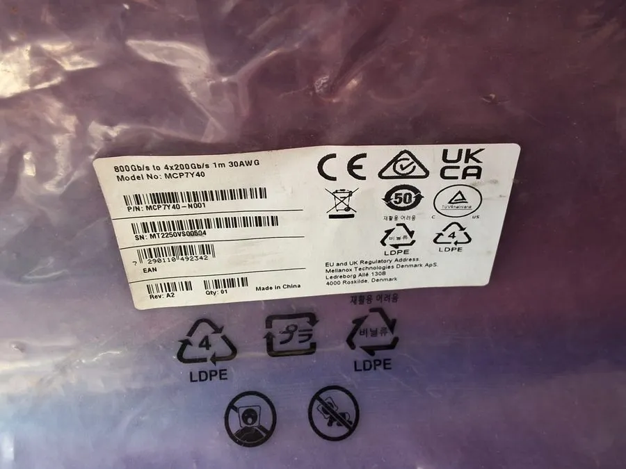 Кабель NVIDIA Mellanox MCP7Y40-N001 800Gb/s to 4x200Gb/s 30AWG 1m OSFP DAC Break — фото лота 1
