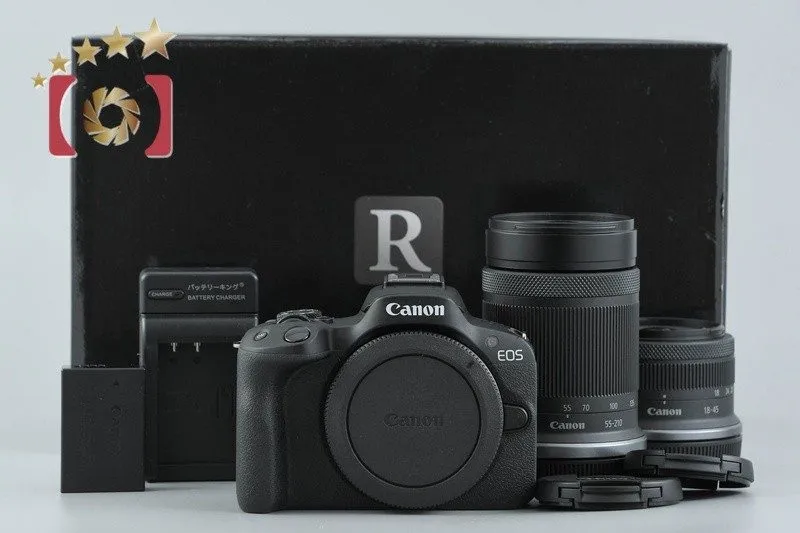 Фотокамера Canon EOS R50 Black 24.2 MP RF-S 18-45 55-210 Lenses w/ Box — фото лота 1