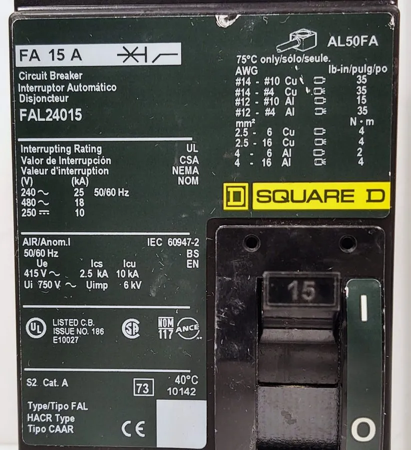 Автоматический выключатель Square D FAL24015 Molded Case Circuit Breaker 480V, 1