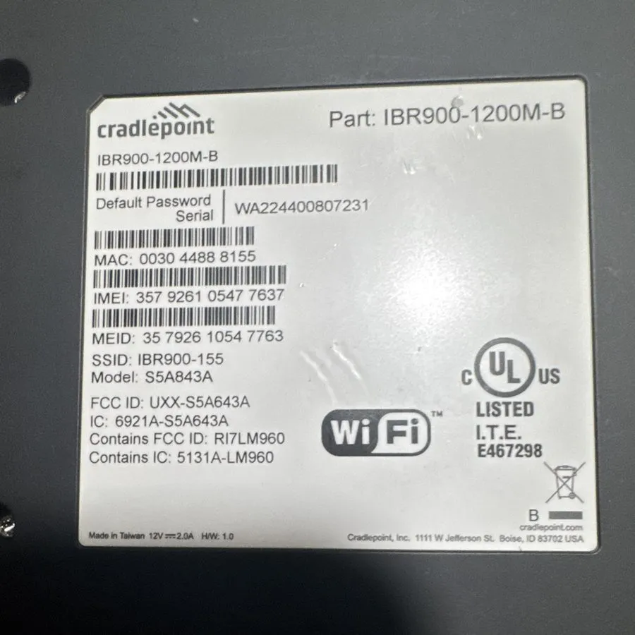 Маршрутизатор Cradlepoint IBR900 Series LTE Wi-Fi 5 Router IBR900-1200M-B — фото лота 1