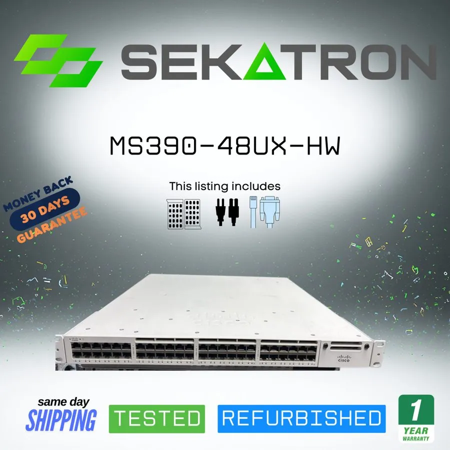 Коммутатор Cisco Meraki MS390-48UX-HW 48-Port PoE+ UPoE Network Switch UNCLAIMED