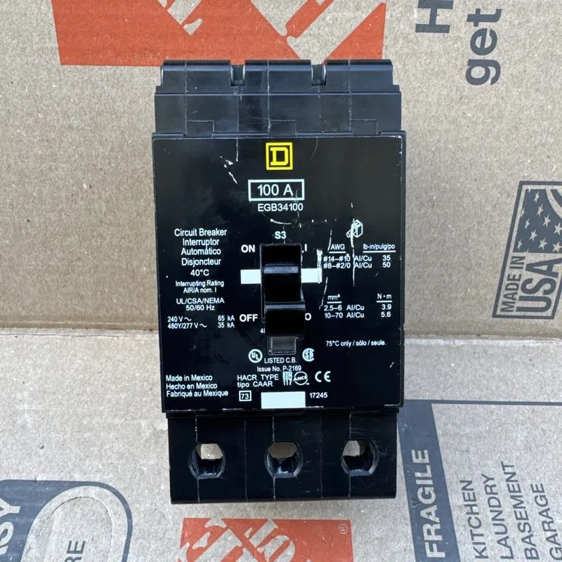Автоматический выключатель EGB34100 Square D 100 Amp 480V 3 Pole Bolt On Circuit