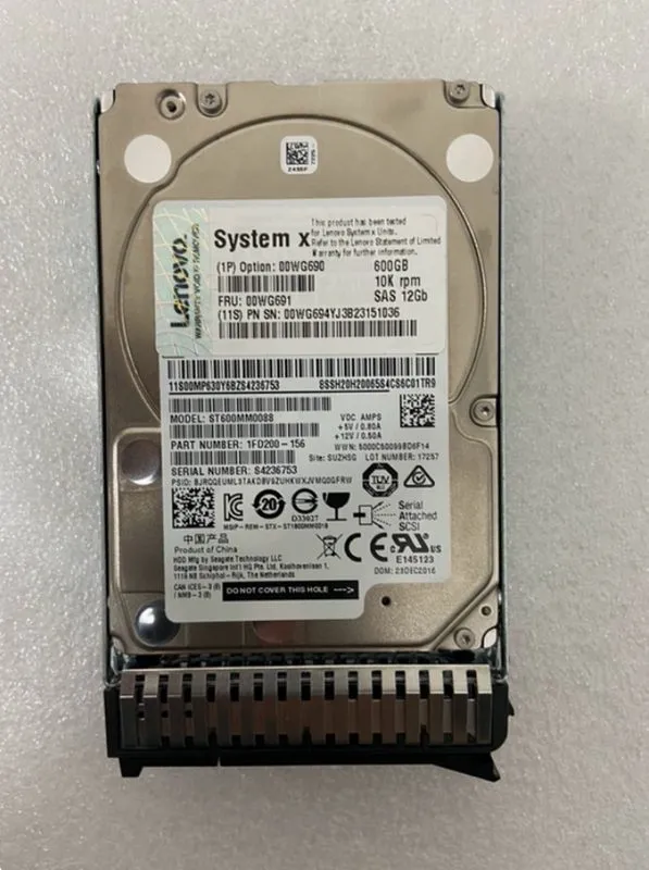 Жёсткий диск Lenovo 00WG690 00WG691 600GB 2.5"SAS 10K 12Gbps G3HS X3650M5 Hard D — фото лота 1