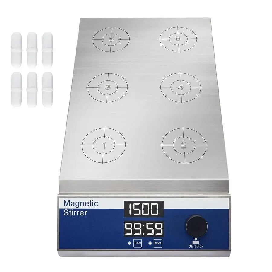 Магнитная мешалка 200-1500 RPM Magnetic Stirrer 6 Multi Position Digital Stir Pl