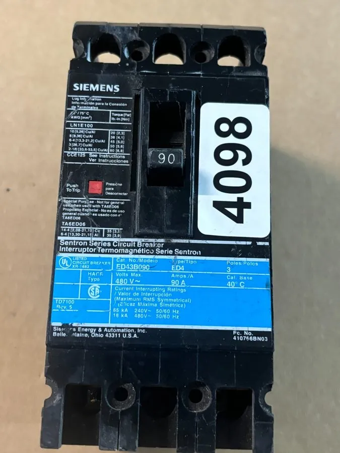 Автоматический выключатель Siemens LGB3B090 480V 90 A Bolt On Circuit Breaker 3  — фото лота 2