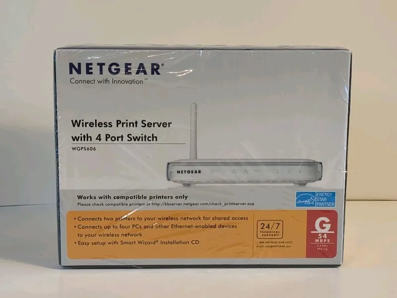 Оргтехника NETGEAR WGPS606 54 Mbps Wireless Print Server w/ 4-Port Switch