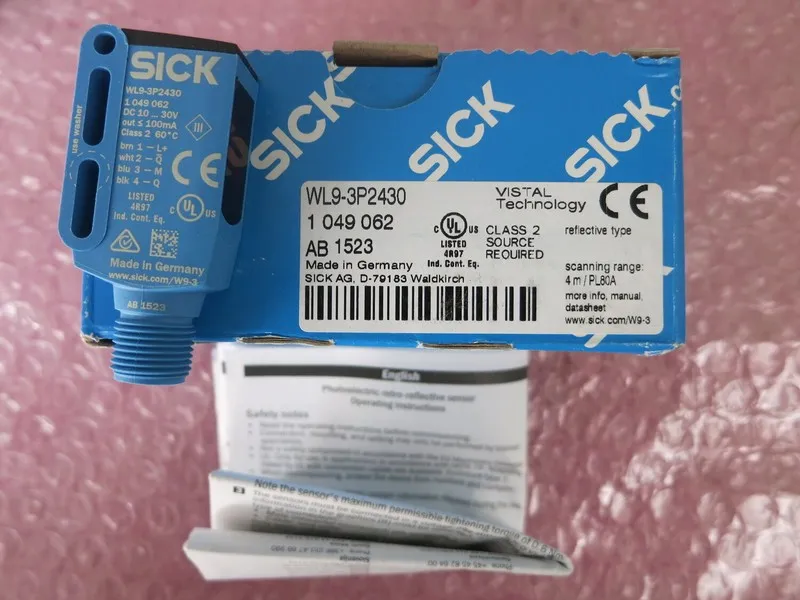 Фотоэлектрический датчик SICK WL9-3P2430 Photoelectric Switch Sensor Retroreflec