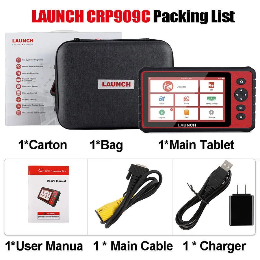 Диагностический сканер LAUNCH CRP909 Full System OBD2 Scanner Diagnostic Tool Ke