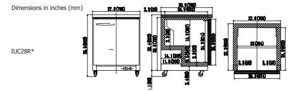 Холодильный шкаф IKON IUC28R Stainless Steel Undercounter Commercial Reach-In Re