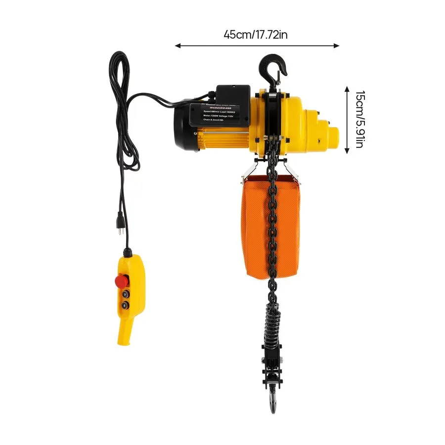 Таль 110V 2200LBS/1 Ton Electric Chain Hoist Single Phase Hoist Crane 10FT Chain — фото лота 2