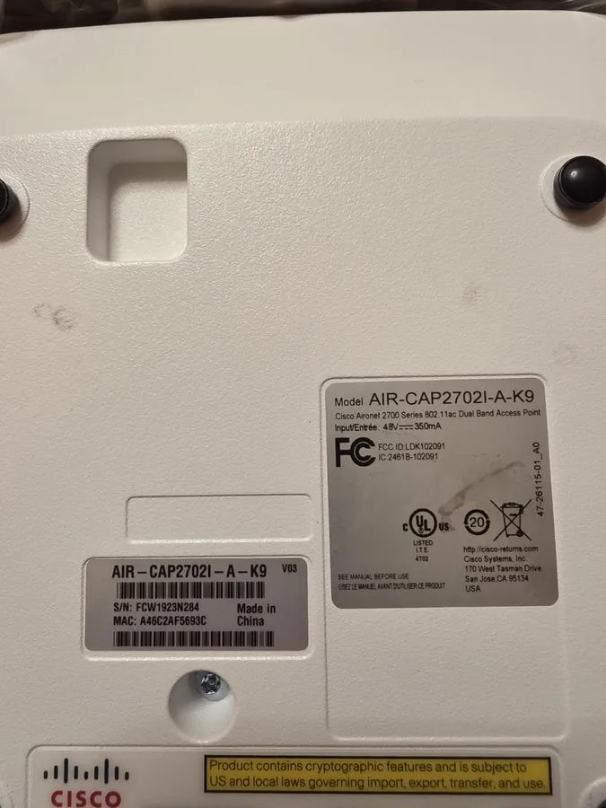 Точка доступа Wi-Fi Cisco AIR-CAP27021-A-K9 802.11ac Dual Band Access Point — фото лота 2