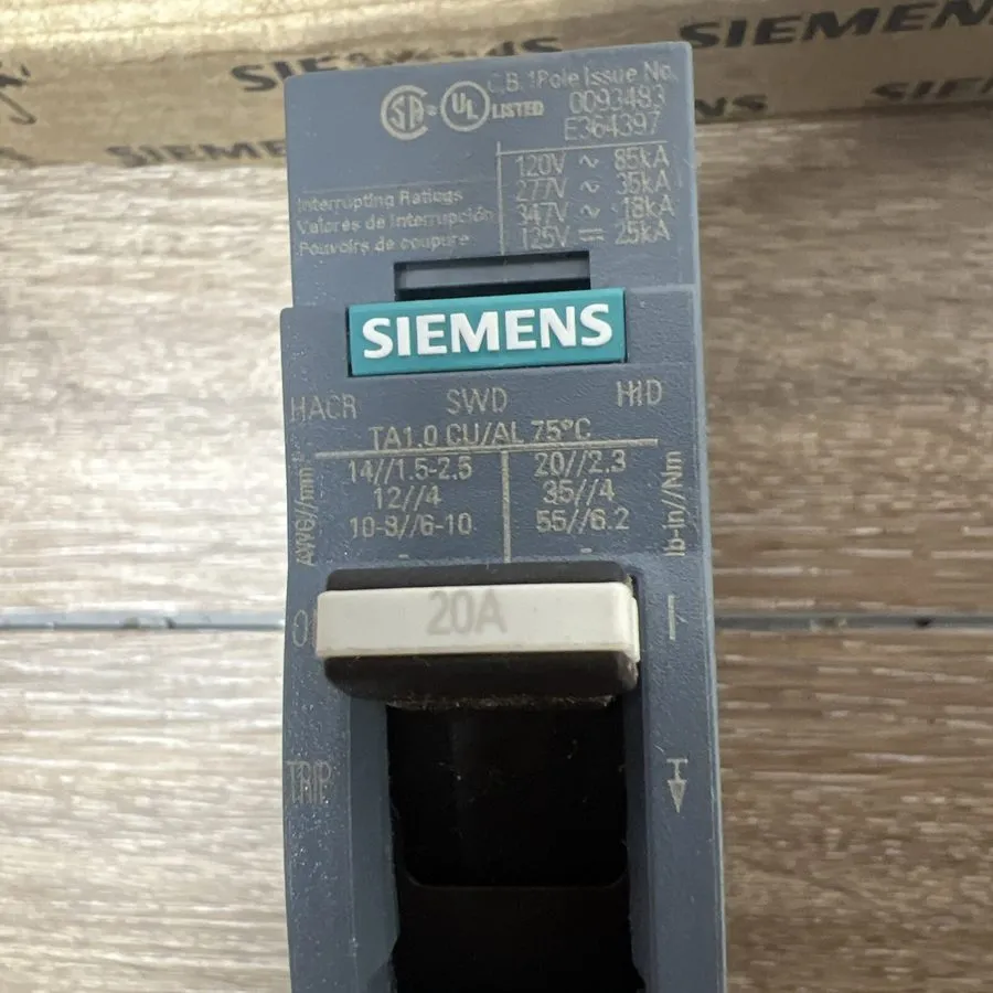 Автоматический выключатель SIEMENS 3VA4120 -6ED14-0AA0 single pole 20amp molded