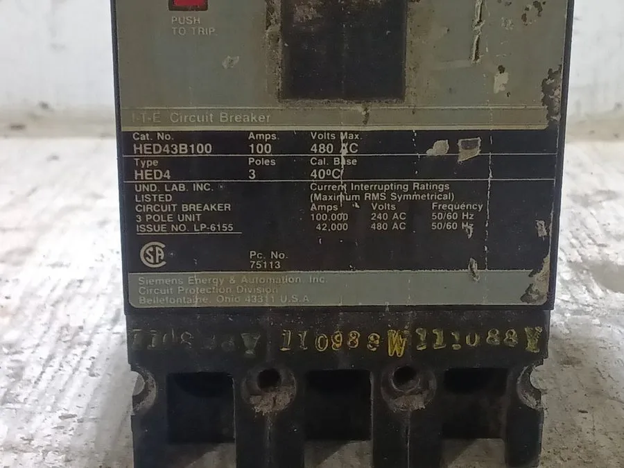 Автоматический выключатель Siemens Sentron Circuit Breaker HED43B100 3P 100 Amp 
