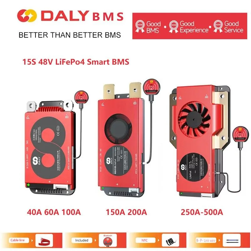 Аккумулятор Daly Smart BMS LiFePo4 15S 48V 40A 60A 100A 150A 200A 300A 400A 500A