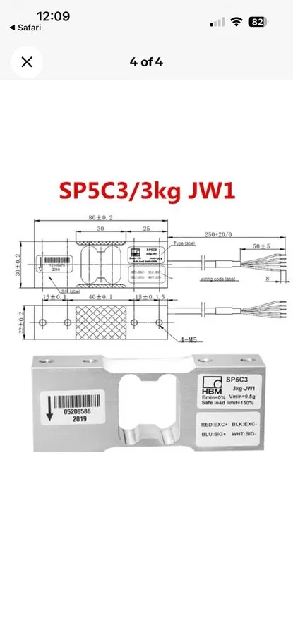 Тензодатчик HBM Sp5c3 3kg-jw1 Load Cell Stainless Steel Scale Sensor — фото лота 2