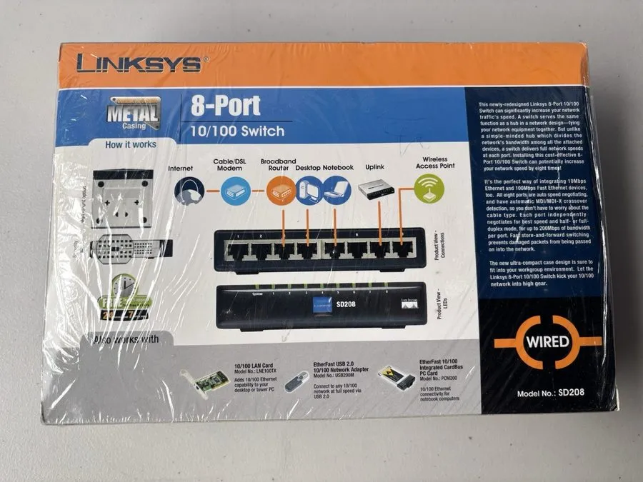 Коммутатор Cisco SD208 8 Port 10/100 Unmanaged Desktop Switch, v1.2, 100389