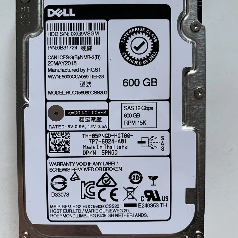 Жёсткий диск ENTERPRISE Dell 5PNGD 05PNGD 600GB 15K RPM 12Gbps 2.5" SAS HDD Hard — фото лота 2