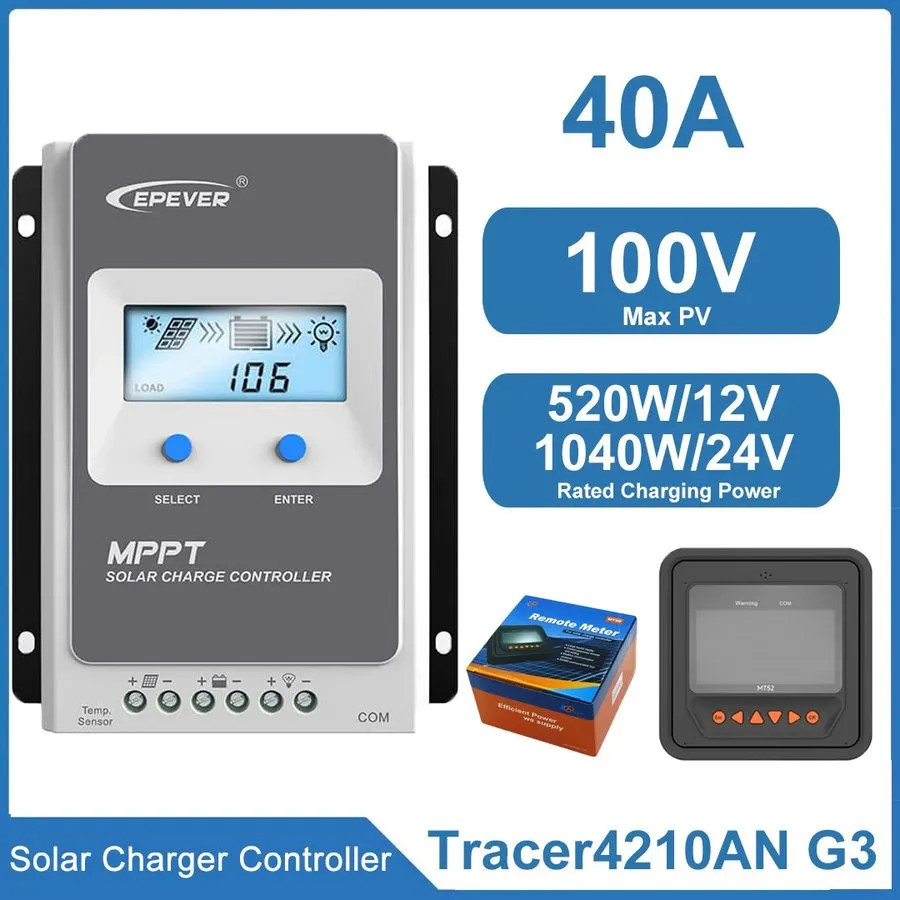 Аккумулятор EPEVER 40A MPPT Solar Charge Controller 12V/24V Max 100V PV Tracer42