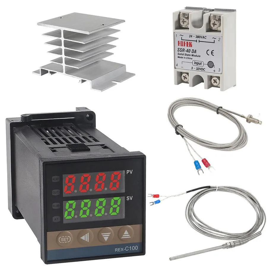 Термопара 110-240VAC PID REX-C100 Temperature Controller SSR-40A Thermocouple He