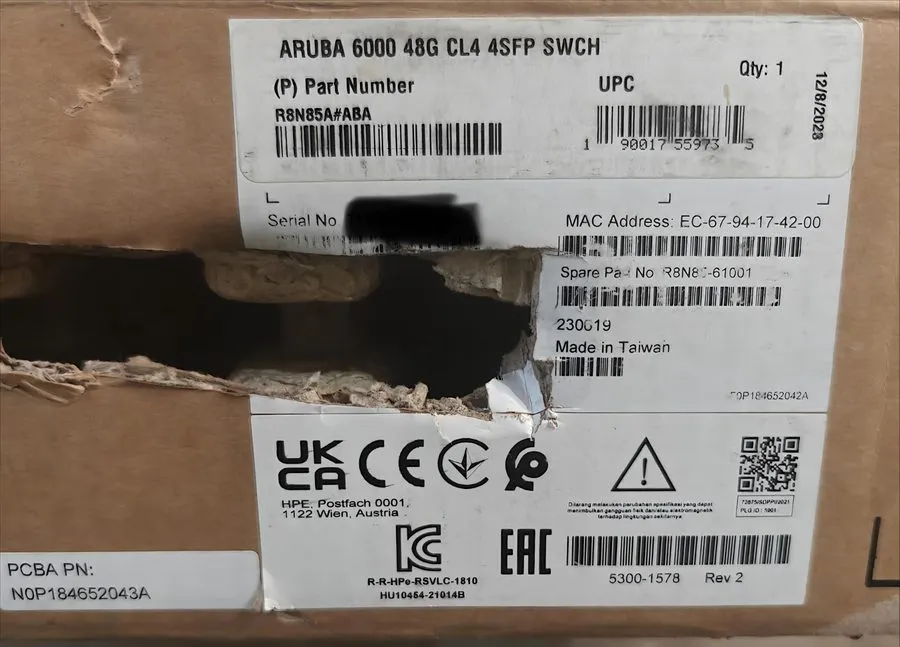 Коммутатор HPE Aruba 6000 48G 48-Port PoE+ Switch R8N85A 370W