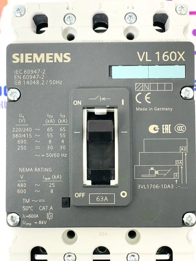 Автоматический выключатель 3VL1706-1DA33-0AA0 Siemens Circuit Breaker, 63amp, 22