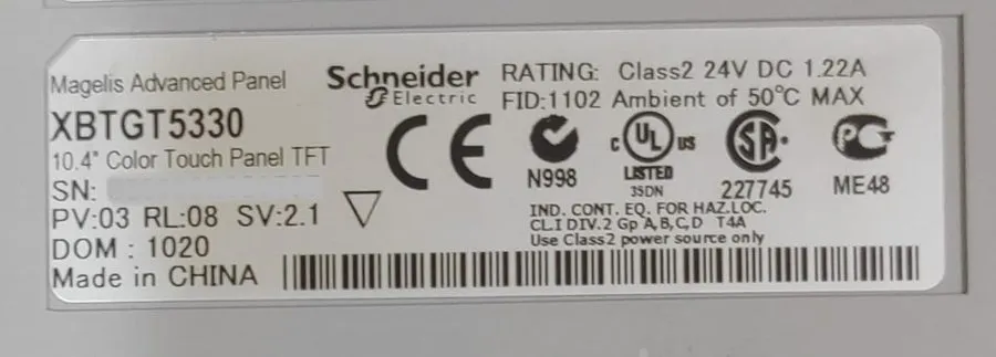 Панель оператора Schneider XBTGT5330 HMI Magelis Touchscreen 10.4” Color Panel T