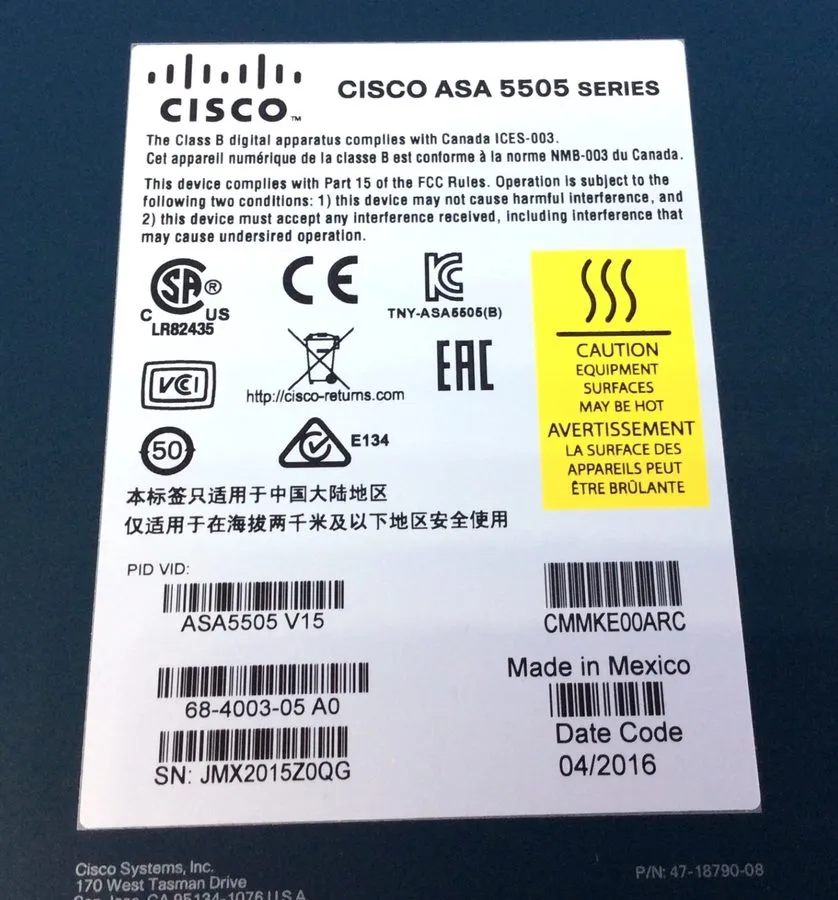 Межсетевой экран Cisco ASA5505 V05 Series ASA5505-SEC-BUN-K9 Adaptive Security R