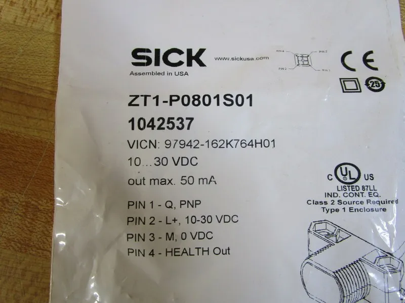Датчик приближения SICK ZT1-P0801S01 10-30VDC 1042537 Photoelectric Proximity Se