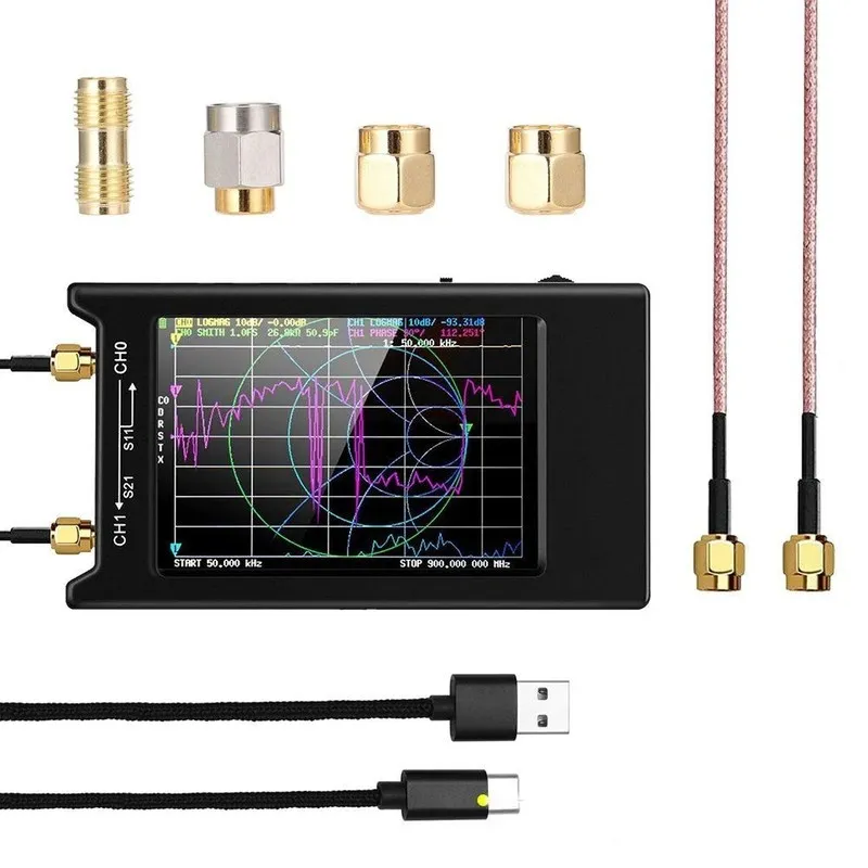 Анализатор цепей Network Analyzer NanoVNA-H4 4" LCD 50KHz~1.5GHz VNA HF VHF UHF 
