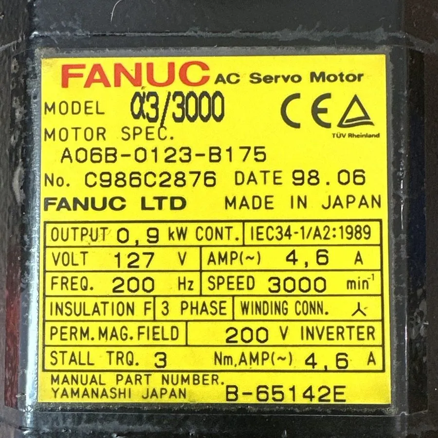 Серводвигатель Fanuc A06B-0123-B175 a3/3000 AC Servo Motor 127 V 0.9 kW A06B (VT
