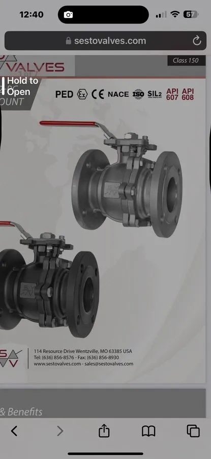 Клапан Sharpe S4GPA 1/2" CF8M Body 316 Stainless Steel Ball Valve TFM Seat B16.3