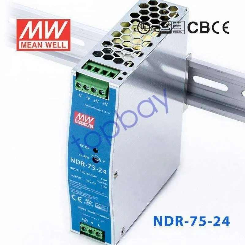 Блок питания Mean Well NDR-75-24 75W 24V 3.2A DIN Rail Power Supply 100-240VAC