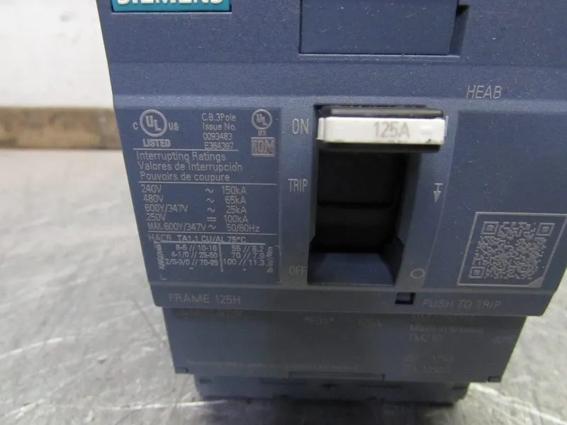 Автоматический выключатель 3VA4112-6ED34-0AA0 SIEMENS CIRCUIT BREAKER 3 POLE 125 — фото лота 3