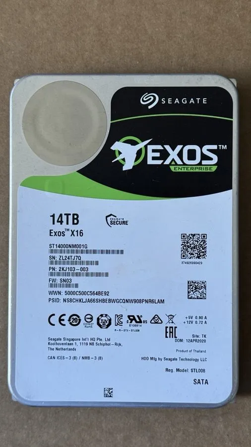 Жёсткий диск Seagate Exos X16 14TB ST14000NM001G SATA 3.5" 7200RPM Enterprise Ha — фото лота 1