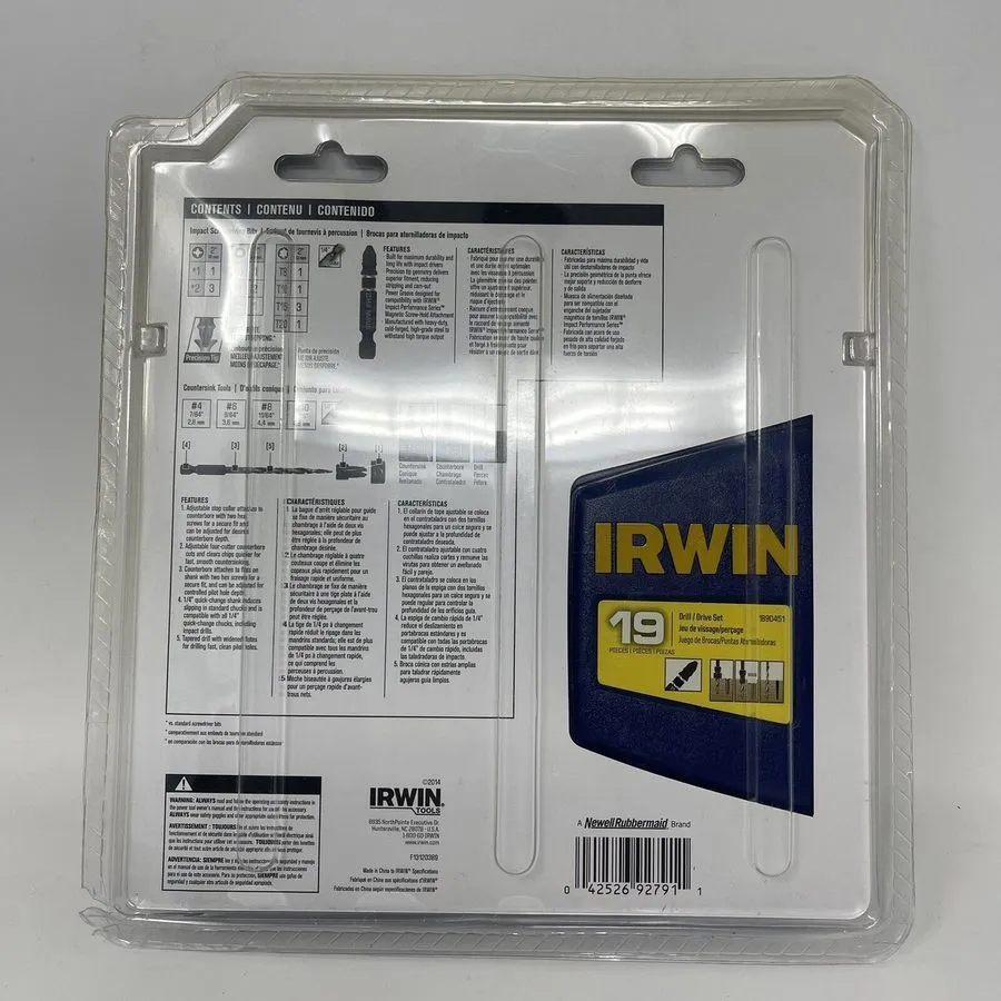 Режущий инструмент Irwin Countersink Wood Drill & Drive Bit Set 19-Piece Adjusta — фото лота 1