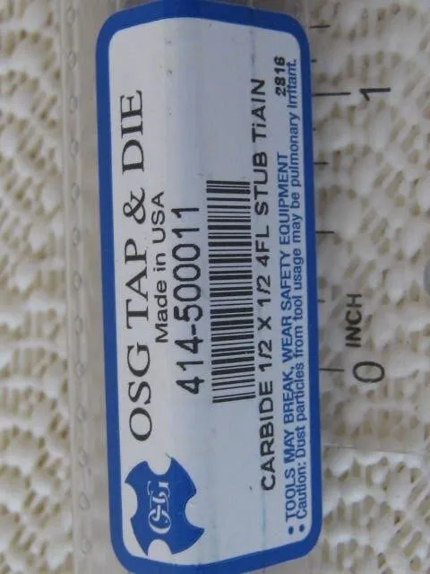 Режущий инструмент Osg 414-500011 End Mill, Carbide, Tialn, 1/2, 4 Fl, Sq End — фото лота 1
