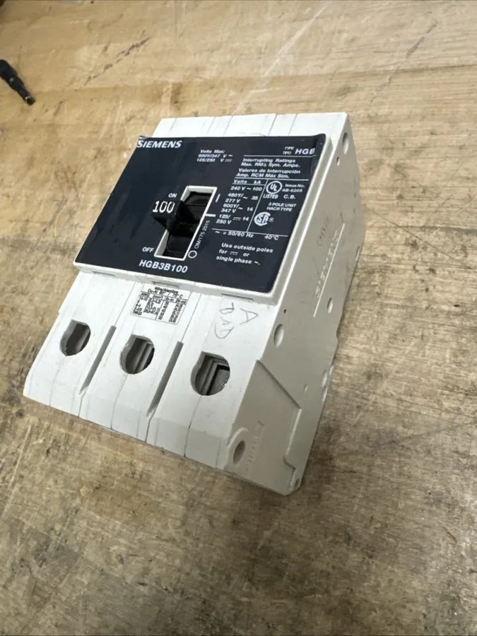 Автоматический выключатель Siemens HGB3B100B / HGB3B100 3p 480v 100a Circuit Bre
