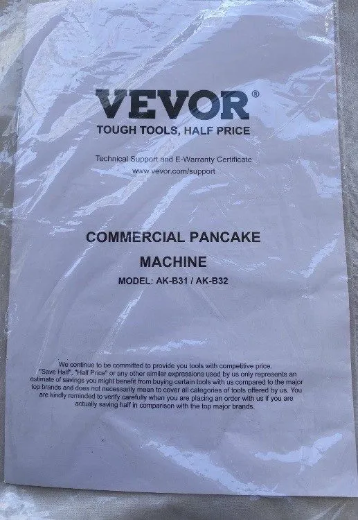 Гриль VEVOR Commercial Pancake Machine AK-B31 AK-B32 Griddle Maker Hot Plate — фото лота 2