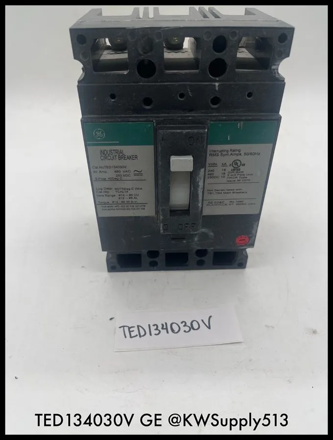 Автоматический выключатель TED134030V 30 Amp 480v 3 Pole GE Industrial Circuit B