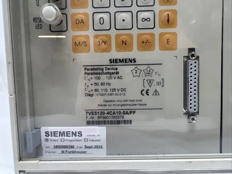Реле защиты Siemens 7VE5120-4CA10-0A/FF Generator Protection Relay — фото лота 1