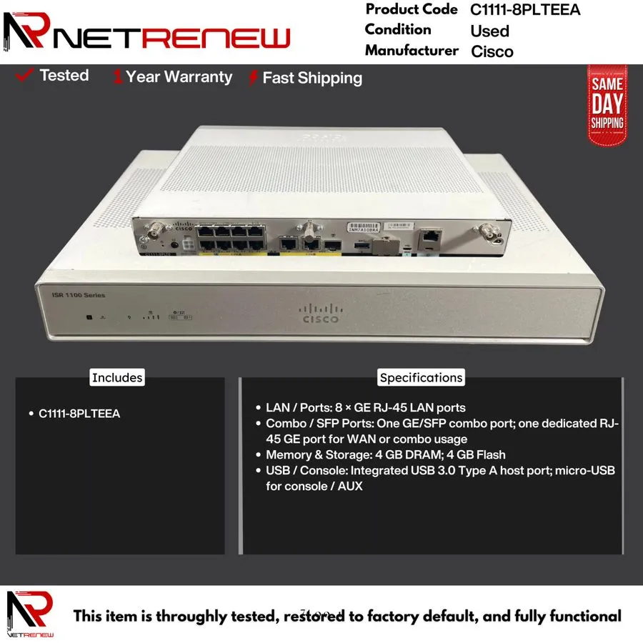 Маршрутизатор Cisco C1111-8PLTEEA ISR 1100 Series 8-Port Dual GE SFP LTE Router