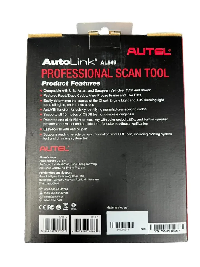 Диагностический сканер Autel OBD2 Scanner AutoLink AL549 Car Check Engine Code e — фото лота 2