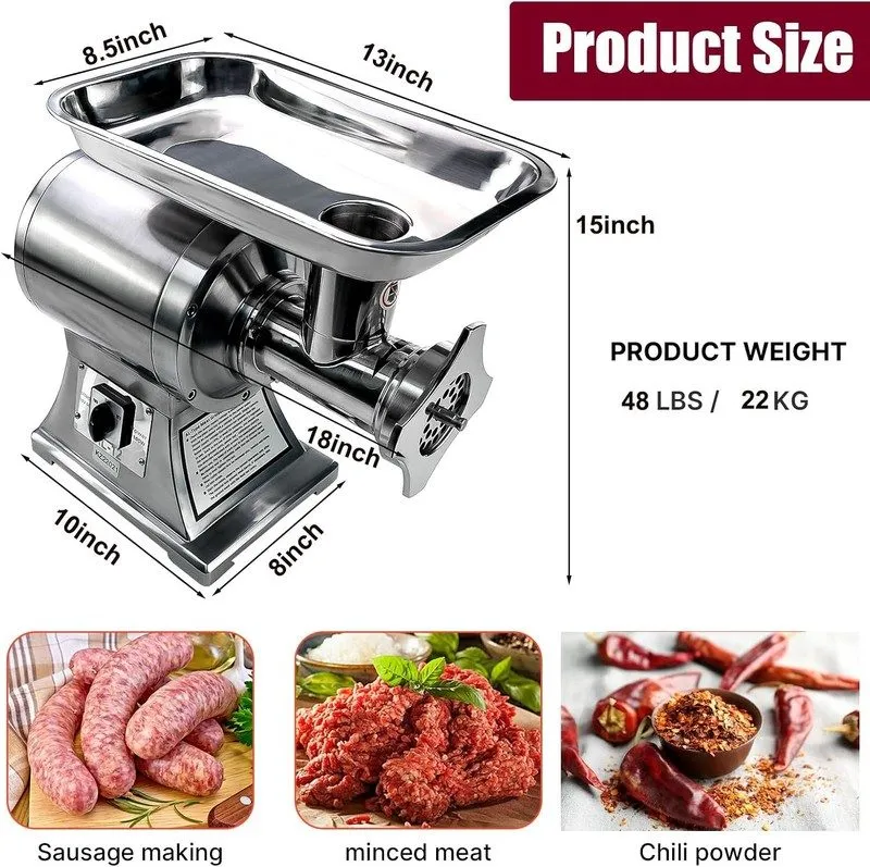Оборудование для общепита Commercial Meat Grinder,550Lb/H 1100W Heavy Duty Stain