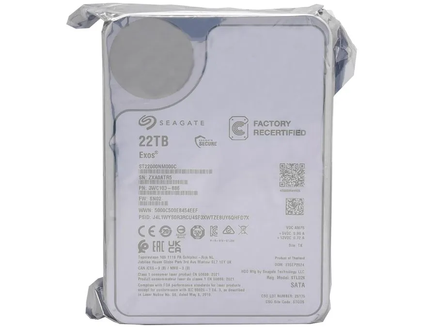 Жёсткий диск Seagate ST22000NM000C Exos 22TB 512MB Internal CMR 7.2K 6Gb 3.5" SA