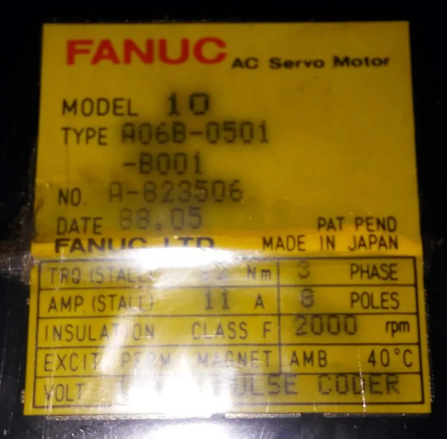 Серводвигатель Fanuc A06B-0501-B001 AC Servo Motor 2000 RPM 90 Day